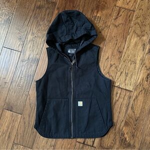 Carhartt Black Hooded Work Vest - Zip Front